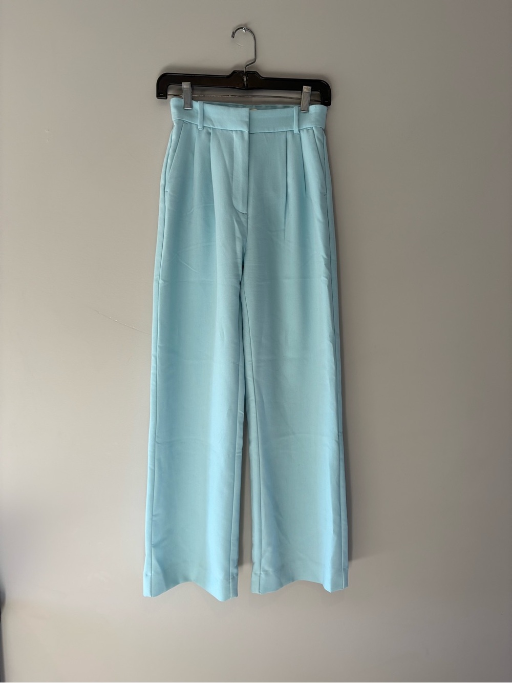Abercrombie & Fitch Tailored High-Waist Wide Leg Trousers in Powder Blue